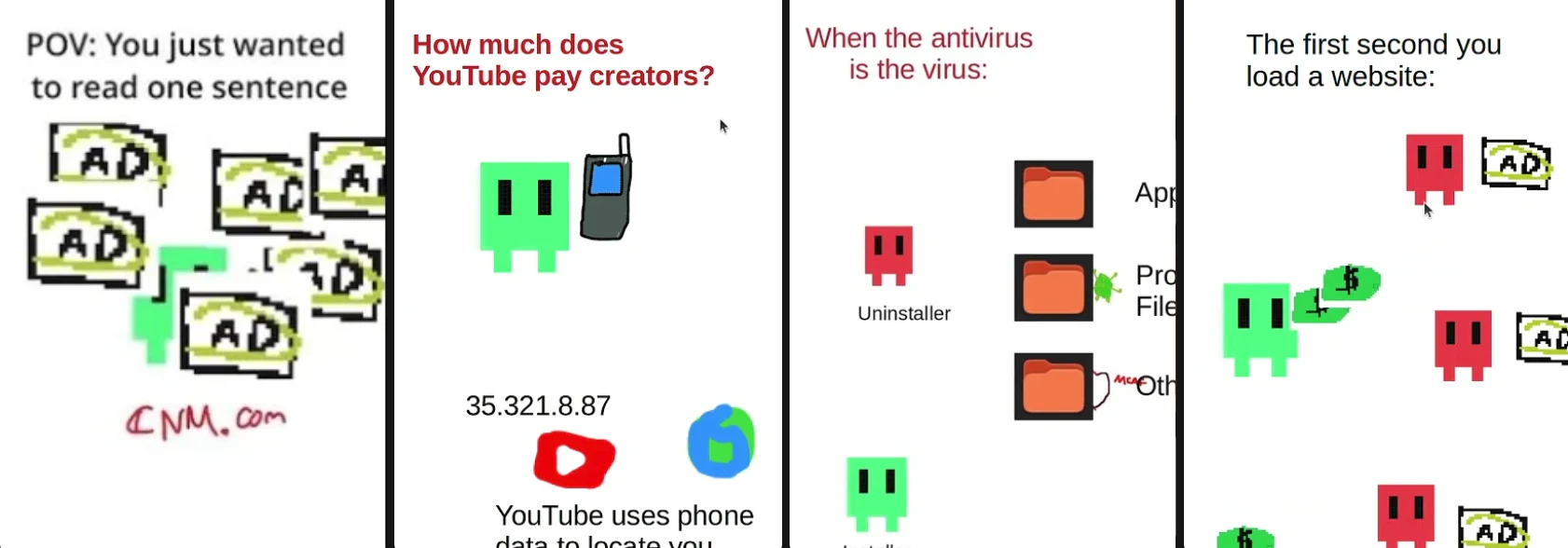 Stills from videos on the ATHRmzen YouTube channel